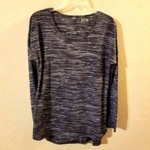 Apt 9 Essentials Womens Black/Silver Scoop Neck Long Sleeve Top Size Medium